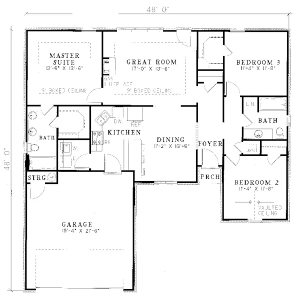 Ranch House Plan First Floor - Oakmont Farm Ranch Home 055D-0012 - Shop House Plans and More