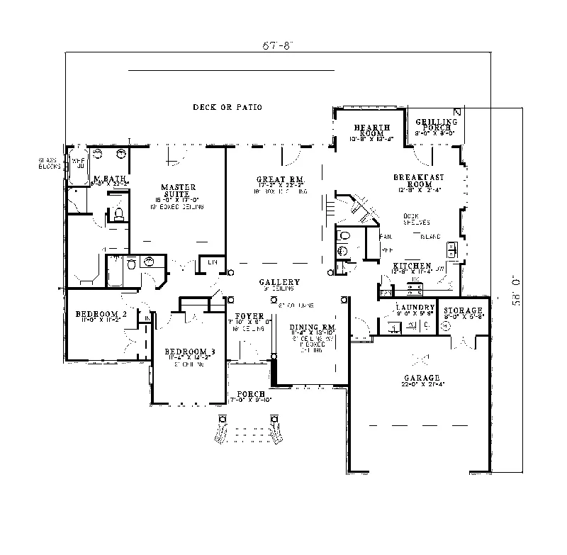 Ranch House Plan First Floor - Prigge Meadow Ranch Home 055D-0014 - Shop House Plans and More
