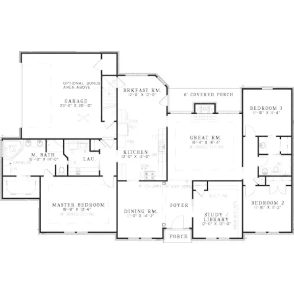 Ranch House Plan First Floor - Roanoke Ranch Home 055D-0015 - Shop House Plans and More