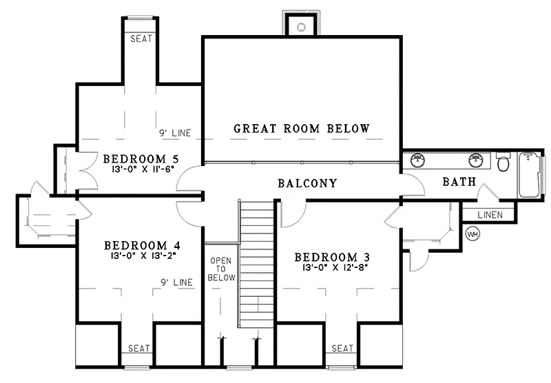 Country House Plan Second Floor - Pescado Southern Home 055D-0016 - Shop House Plans and More