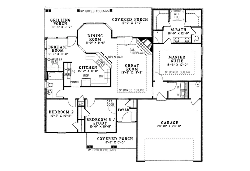Traditional House Plan First Floor - Eastwood Hill Ranch Home 055D-0017 - Search House Plans and More