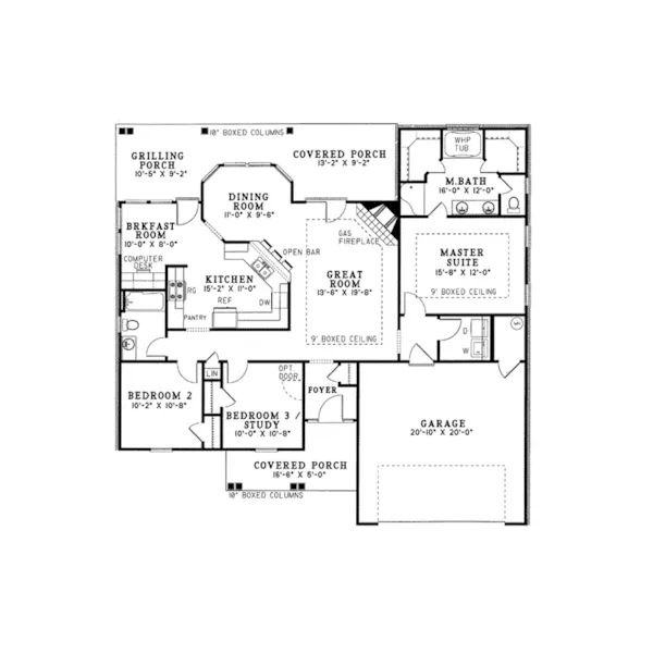 Traditional House Plan First Floor - Eastwood Hill Ranch Home 055D-0017 - Search House Plans and More