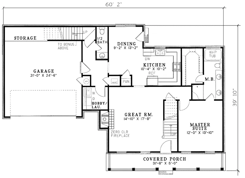 Cape Cod & New England House Plan First Floor - Benjamin Bluff Country Home 055D-0022 - Search House Plans and More