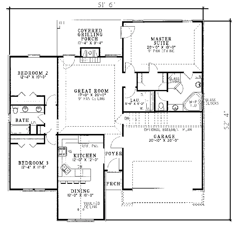 Ranch House Plan First Floor - Neville Traditional Home 055D-0024 - Shop House Plans and More