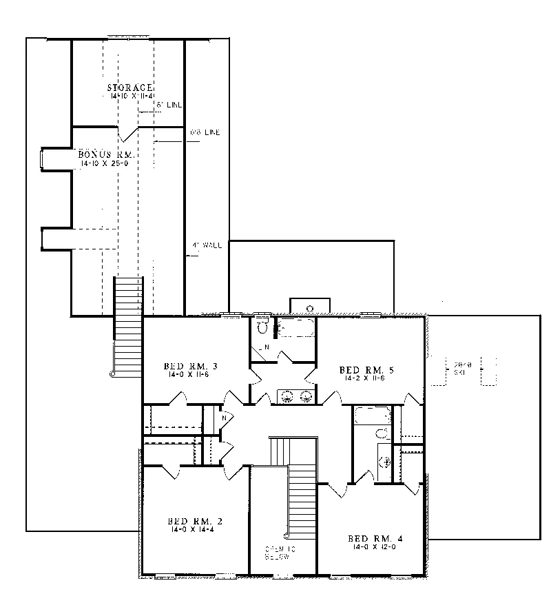 Country House Plan Second Floor - Dandridge Georgian Home 055D-0025 - Search House Plans and More