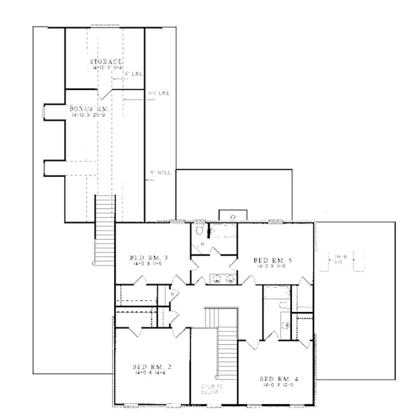 Country House Plan Second Floor - Dandridge Georgian Home 055D-0025 - Search House Plans and More