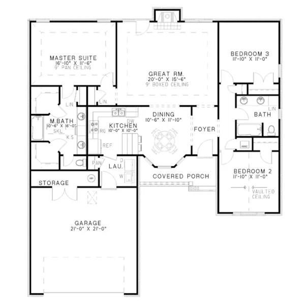 Country House Plan First Floor - Brisbane Bay Ranch Home 055D-0026 - Search House Plans and More