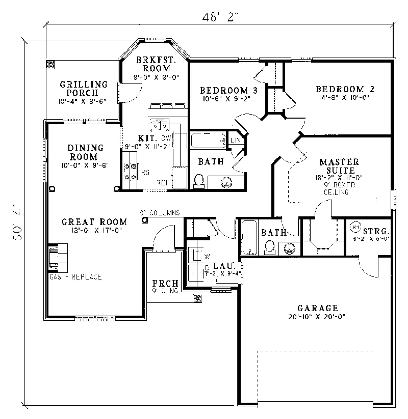 Ranch House Plan First Floor - Merida Traditional Ranch Home 055D-0027 - Shop House Plans and More