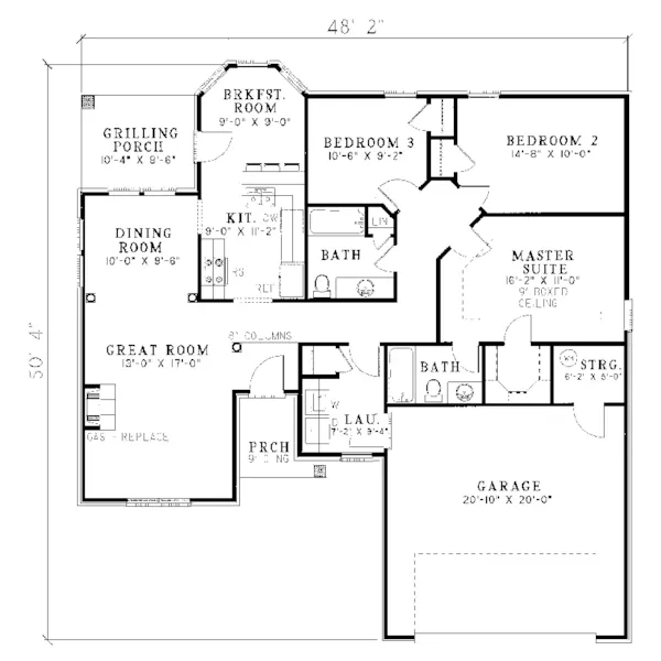 Ranch House Plan First Floor - Merida Traditional Ranch Home 055D-0027 - Shop House Plans and More