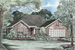 Traditional Brick Ranch With Covered Front Porch And Front Loading Garage