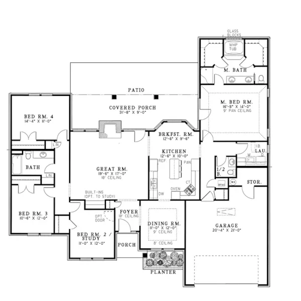 Ranch House Plan First Floor - Chelmsford Trail Ranch Home 055D-0030 - Search House Plans and More