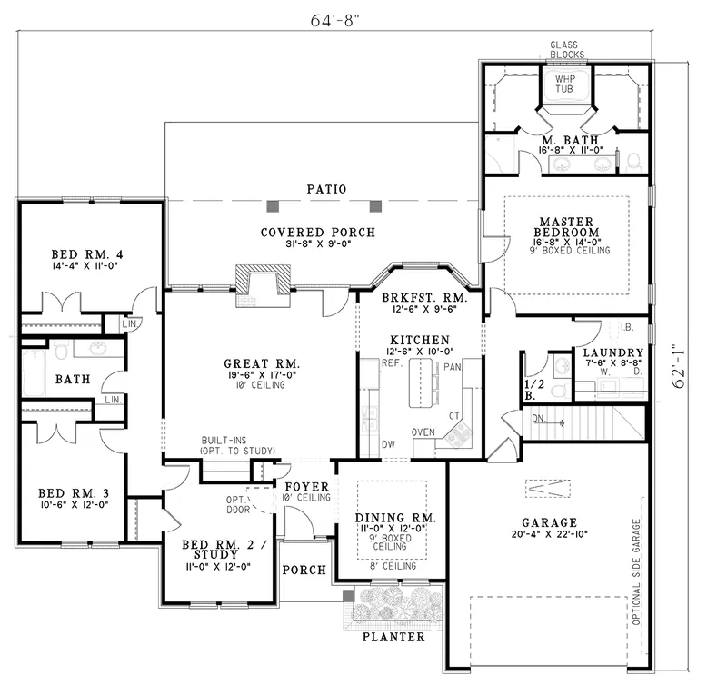 Southern House Plan Optional Basement - Chelmsford Trail Ranch Home 055D-0030 - Search House Plans and More