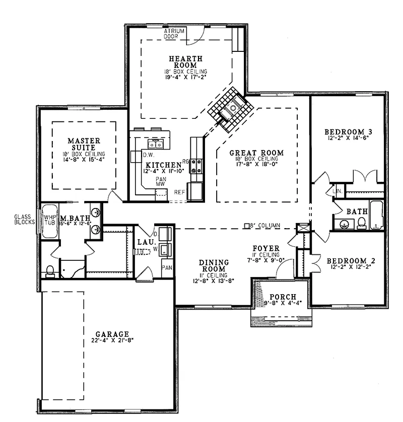 Traditional House Plan First Floor - Harrahill Traditional Home 055D-0031 - Search House Plans and More