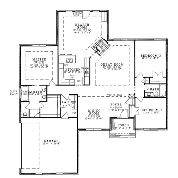 Traditional House Plan First Floor - Harrahill Traditional Home 055D-0031 - Search House Plans and More