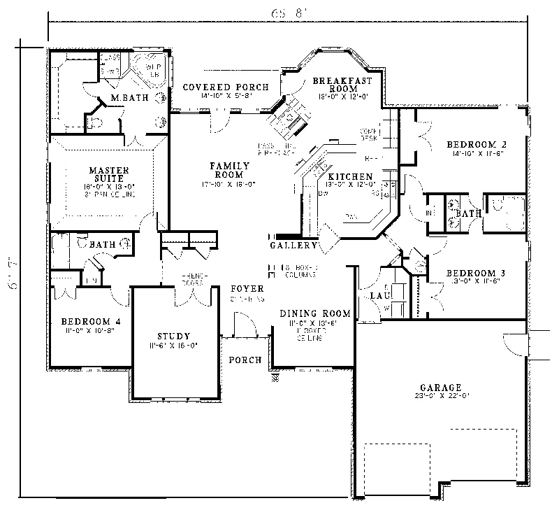 Ranch House Plan First Floor - Lakepark Ranch Home 055D-0032 - Shop House Plans and More