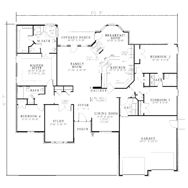 Traditional House Plan First Floor - Lakepark Ranch Home 055D-0032 - Shop House Plans and More