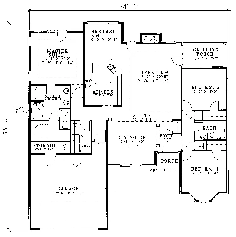 Ranch House Plan First Floor - Hartenbach Traditional Home 055D-0033 - Search House Plans and More