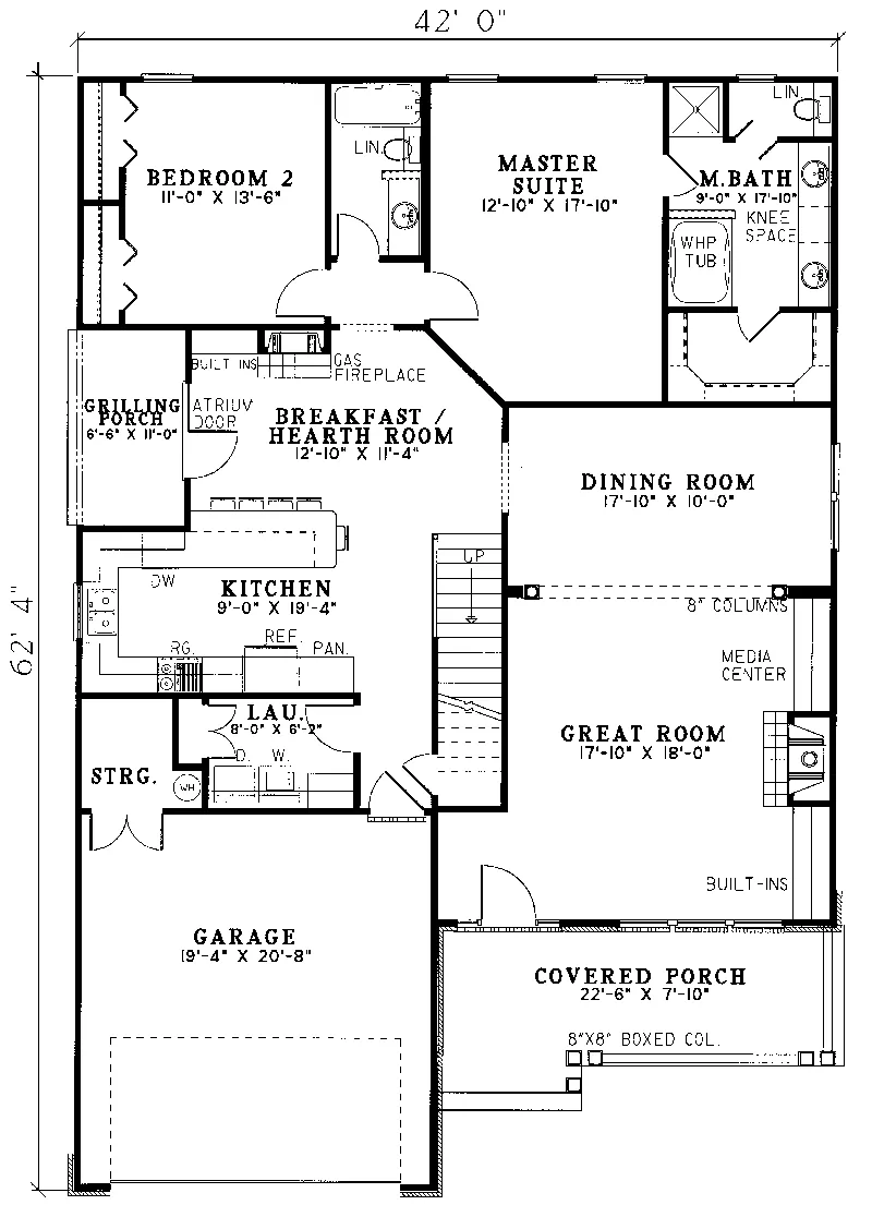 Traditional House Plan First Floor - Falcon Field Ranch Home 055D-0037 - Search House Plans and More