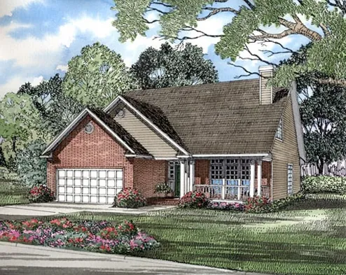 Traditional House Plan Front of Home - Falcon Field Ranch Home 055D-0037 - Search House Plans and More