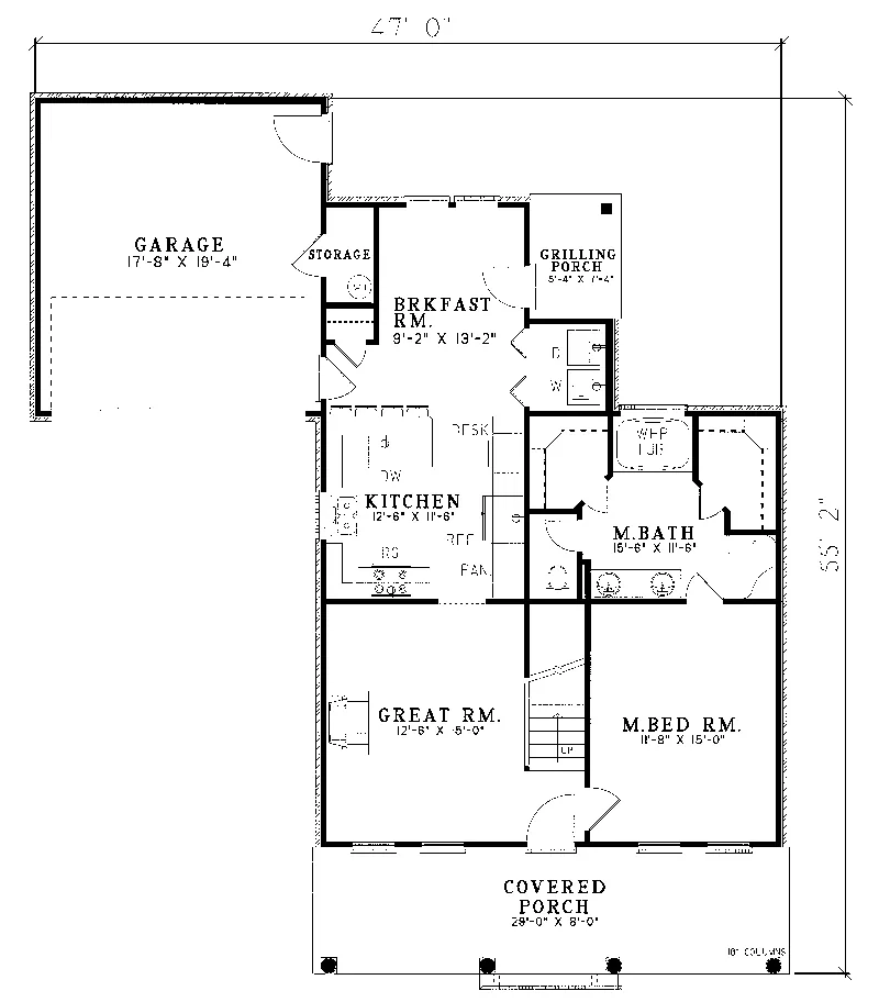 Greek Revival House Plan First Floor - Hester Greek Country Home 055D-0041 - Search House Plans and More