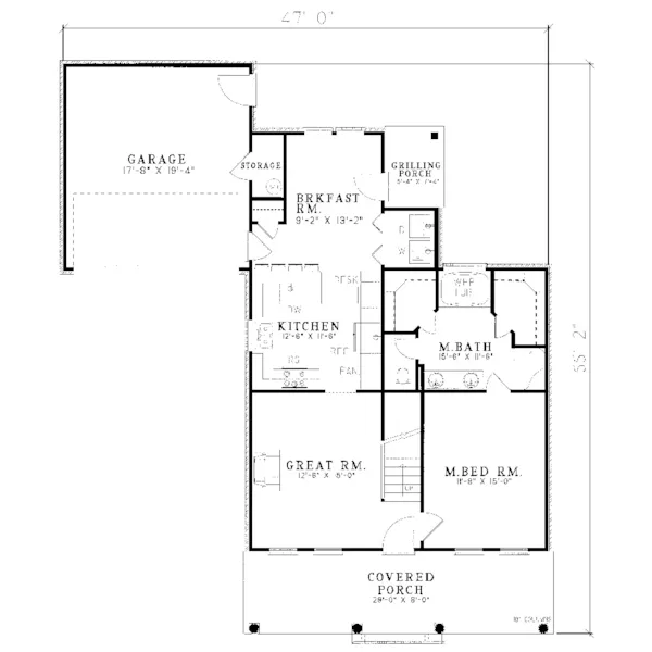 Cape Cod & New England House Plan First Floor - Hester Greek Country Home 055D-0041 - Search House Plans and More