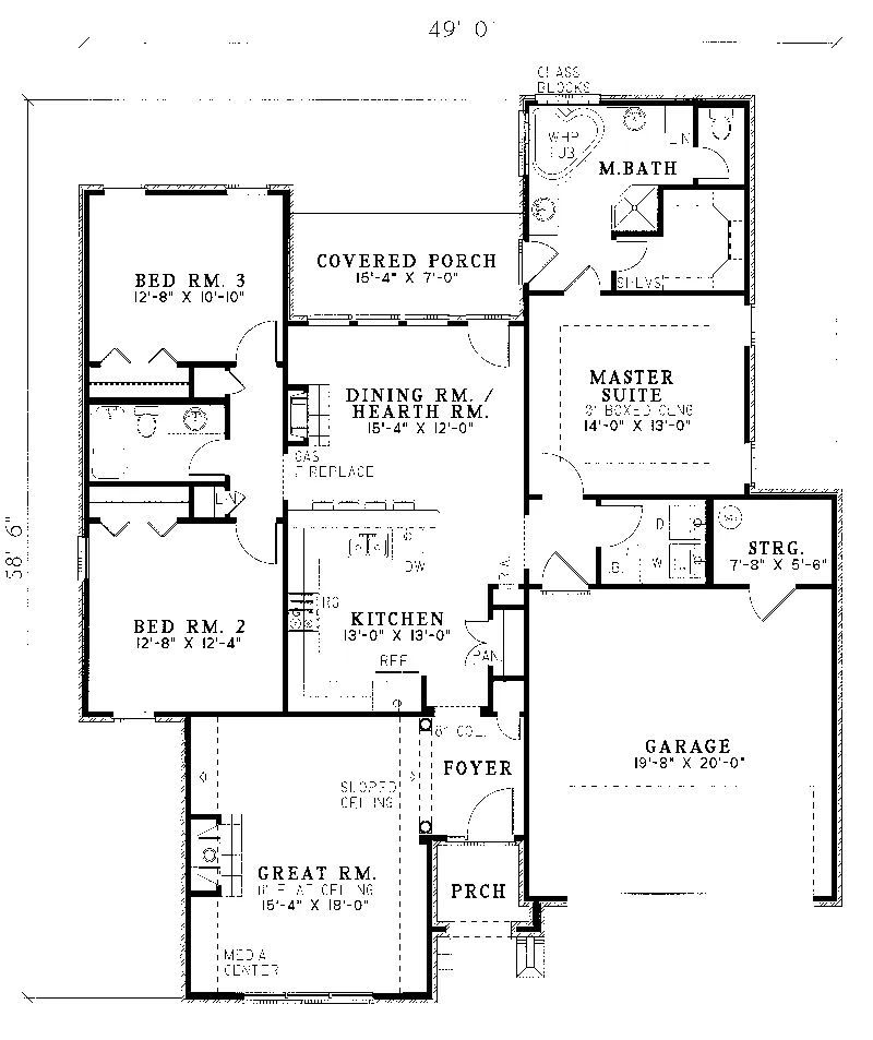 Vacation House Plan First Floor - Eatherton Traditional Home 055D-0043 - Search House Plans and More