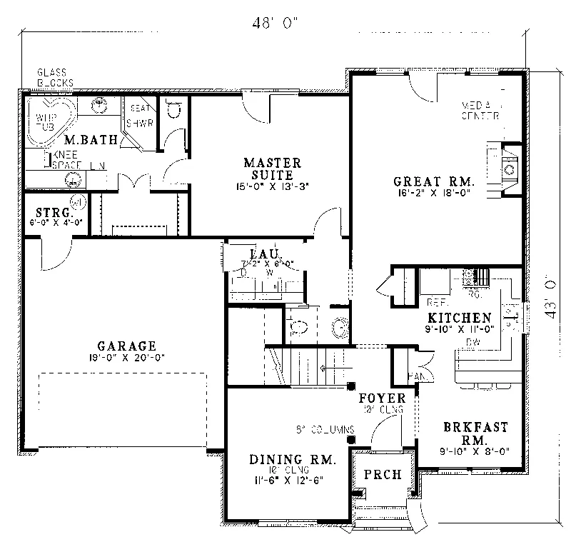 Vacation House Plan First Floor - Larimore English Cottage Home 055D-0044 - Shop House Plans and More