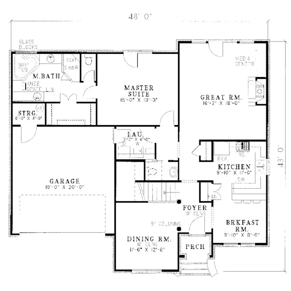 English Cottage House Plan First Floor - Larimore English Cottage Home 055D-0044 - Shop House Plans and More