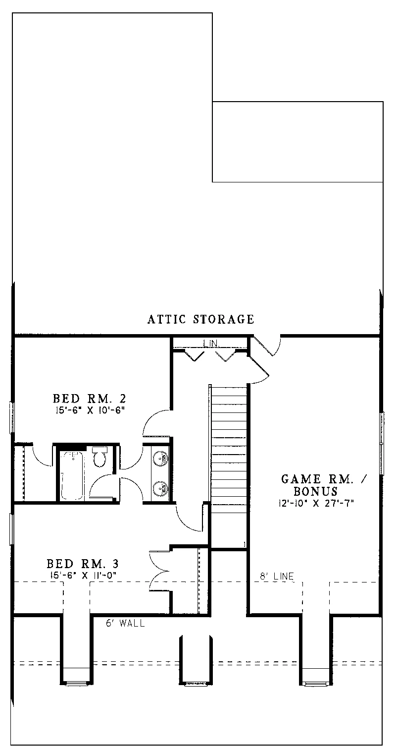 Cabin & Cottage House Plan Second Floor - Hawk Hill Narrow Lot Home 055D-0045 - Search House Plans and More