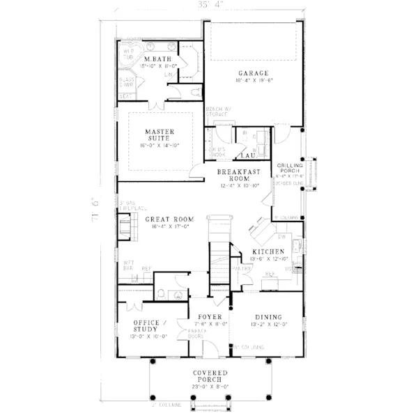 Country House Plan First Floor - Kensington Place Neoclassical Home 055D-0048 - Search House Plans and More