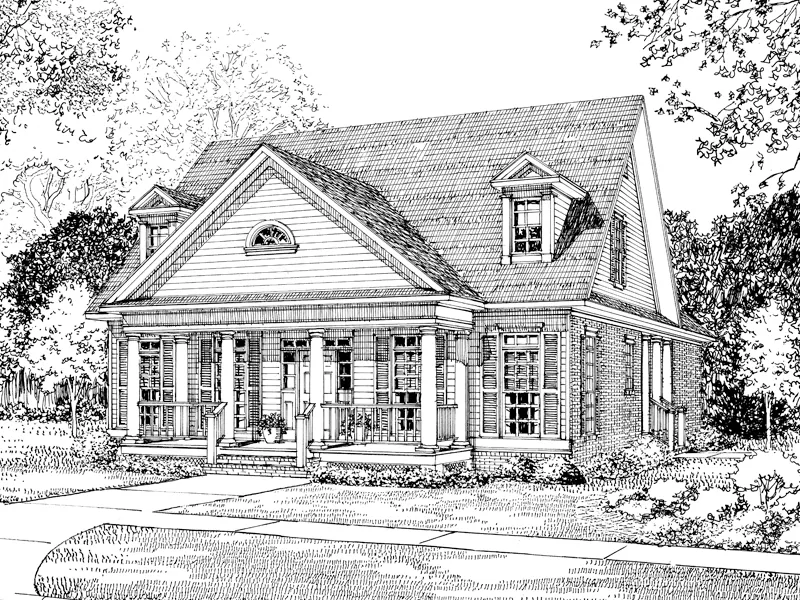 Home With Porch Defined By Columns