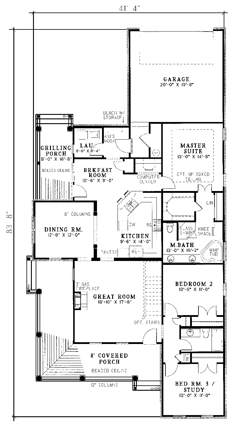 Country House Plan First Floor - Shackelford Country Home 055D-0049 - Shop House Plans and More