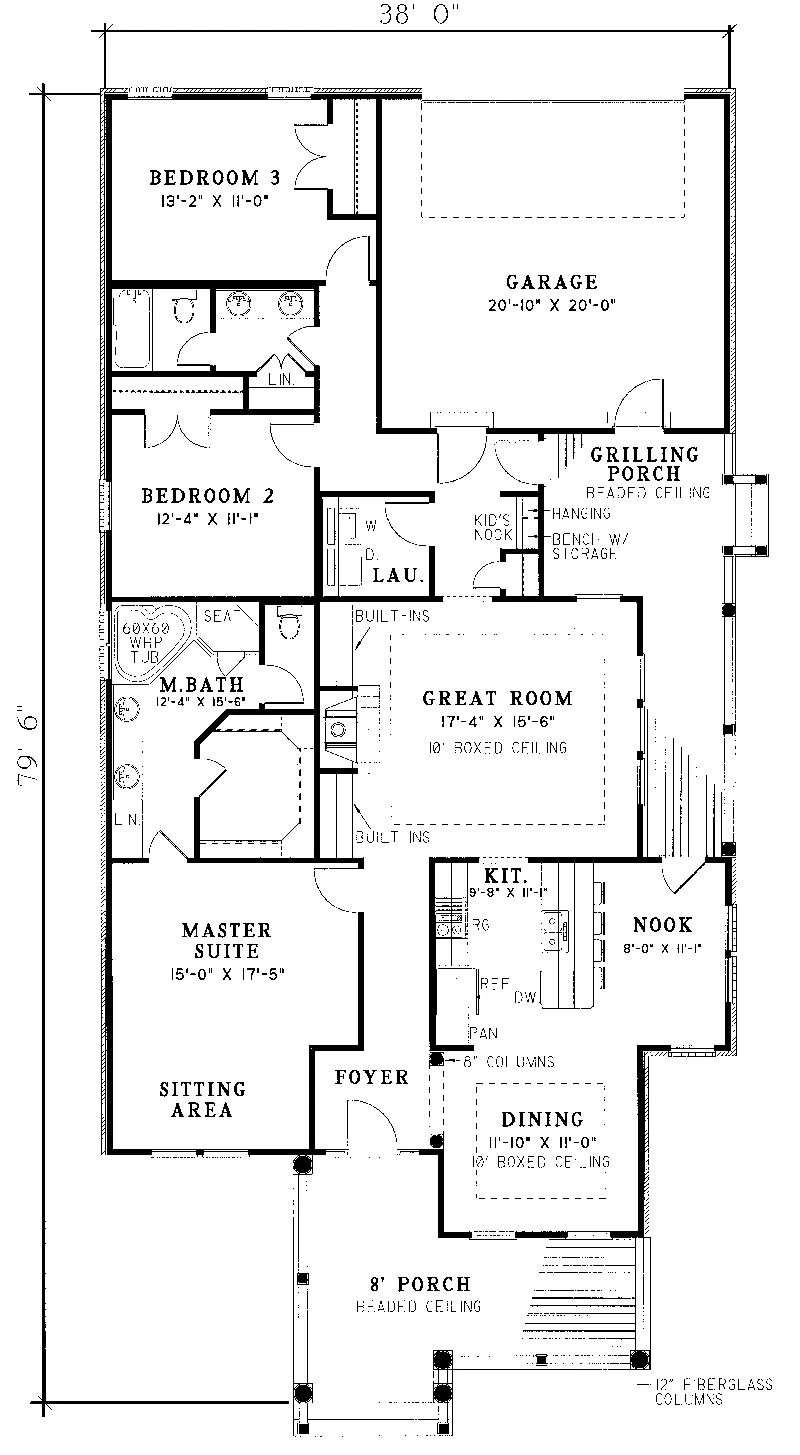 Cabin & Cottage House Plan First Floor - Trammelli Cottage Home 055D-0051 - Shop House Plans and More