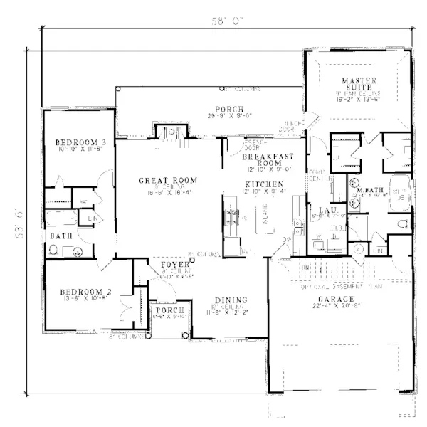 Ranch House Plan First Floor - Citadel Traditional Ranch Home 055D-0055 - Search House Plans and More