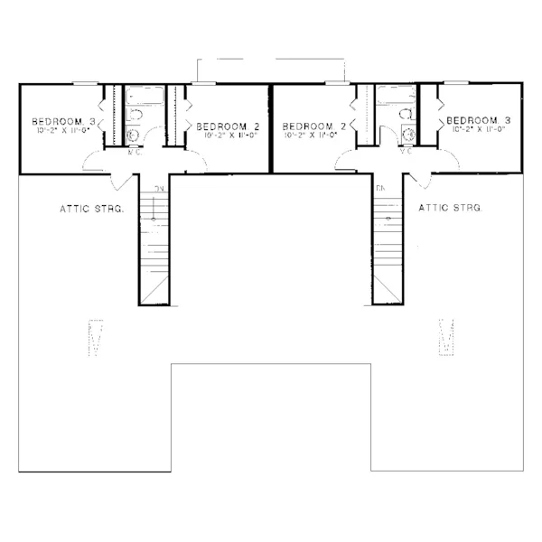 Multi-Family House Plan Second Floor - Wilthen Ranch Duplex 055D-0057 - Shop House Plans and More