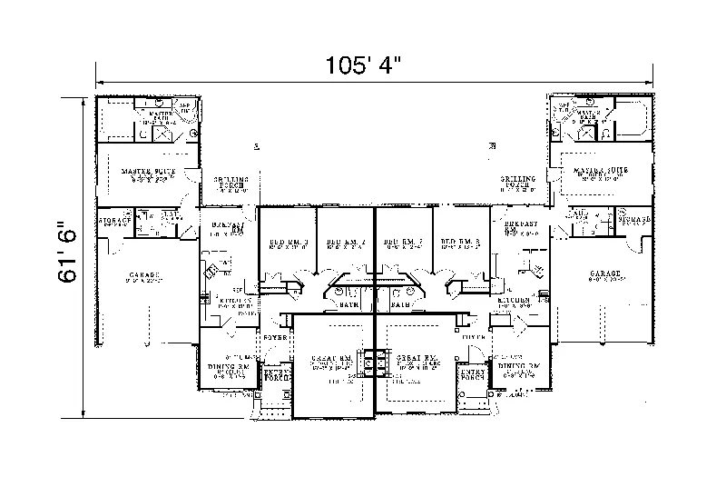 Ranch House Plan First Floor - Auckland Ranch Duplex 055D-0058 - Search House Plans and More