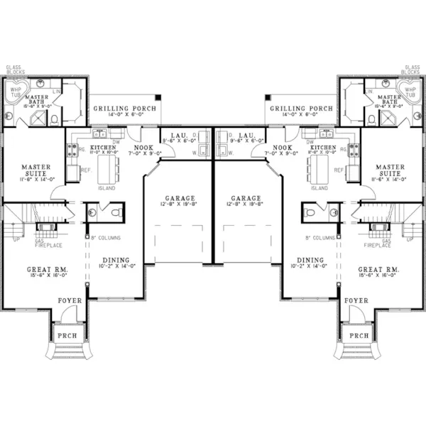 Traditional House Plan First Floor - Devany Neoclassical Duplex 055D-0059 - Search House Plans and More