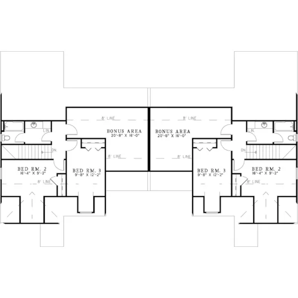 Traditional House Plan Second Floor - Devany Neoclassical Duplex 055D-0059 - Search House Plans and More