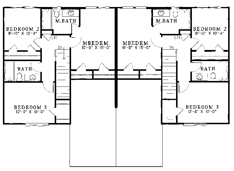 Traditional House Plan Second Floor - Melaina Two-Story Duplex 055D-0062 - Shop House Plans and More