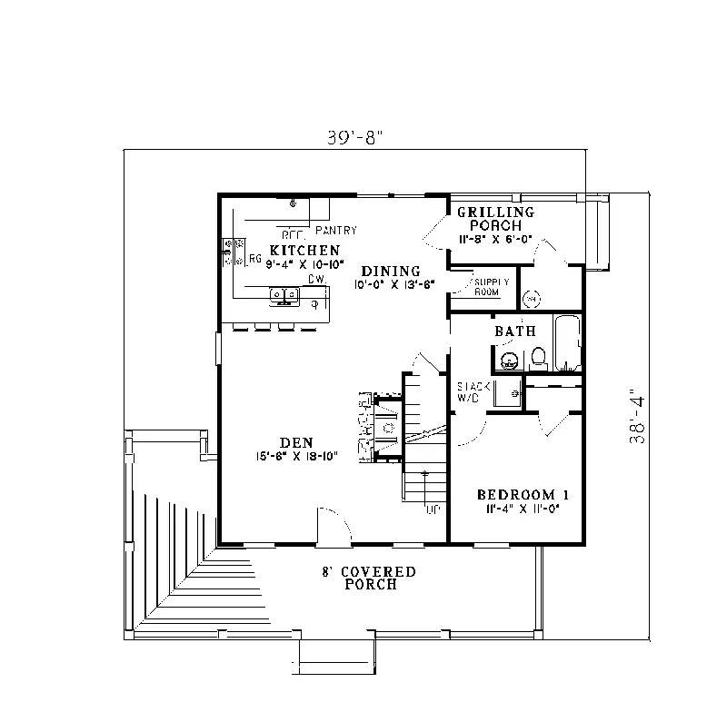 Vacation House Plan First Floor - Safe Harbor Country Cabin Home 055D-0065 - Shop House Plans and More