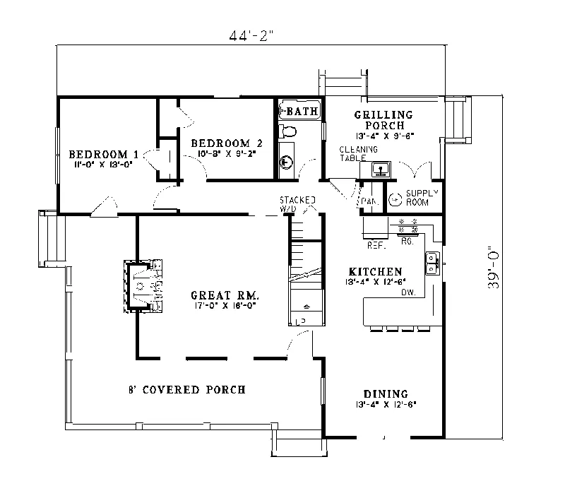 Cabin & Cottage House Plan First Floor - Wilshire Terrace Mountain Home 055D-0067 - Shop House Plans and More