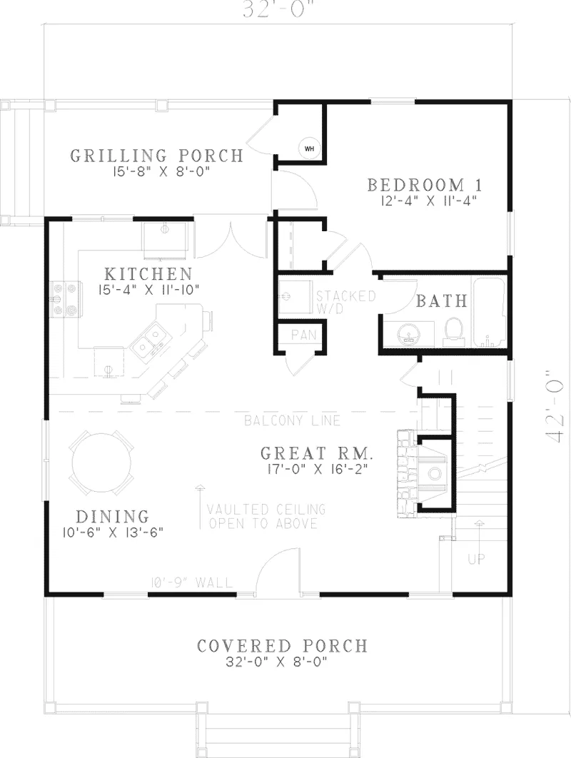 Cabin & Cottage House Plan First Floor - Elderberry Cozy Cabin Home 055D-0069 - Search House Plans and More
