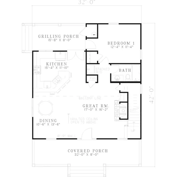 Country House Plan First Floor - Elderberry Cozy Cabin Home 055D-0069 - Search House Plans and More