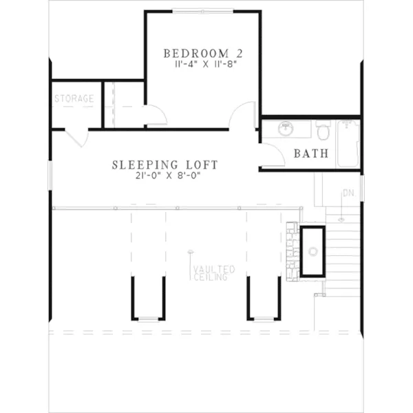 Country House Plan Second Floor - Elderberry Cozy Cabin Home 055D-0069 - Search House Plans and More