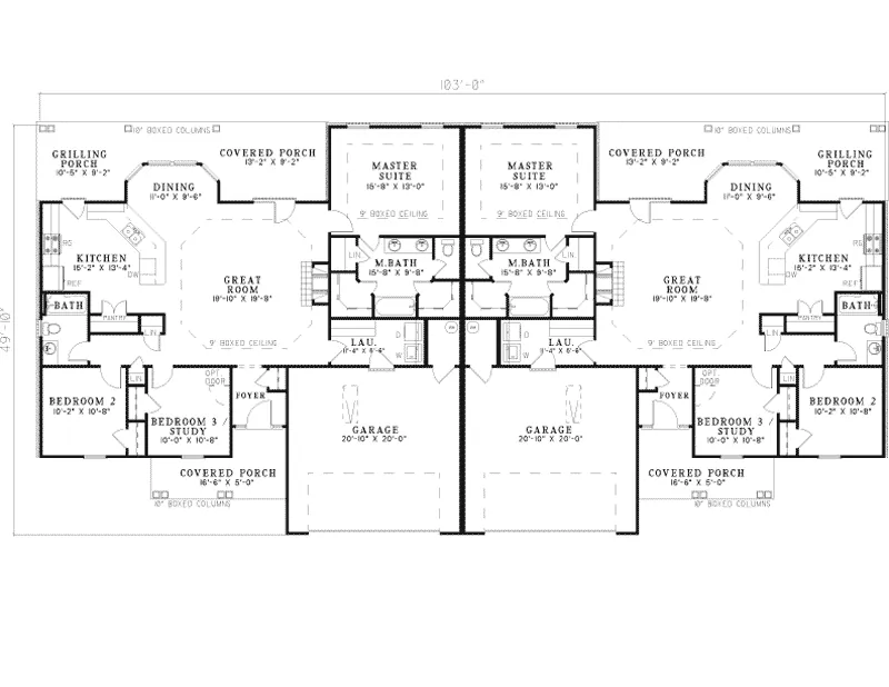 Ranch House Plan First Floor - Kendelcrest Ranch Duplex 055D-0072 - Search House Plans and More