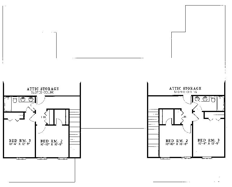 Traditional House Plan Second Floor - Harding Traditional Duplex 055D-0074 - Search House Plans and More