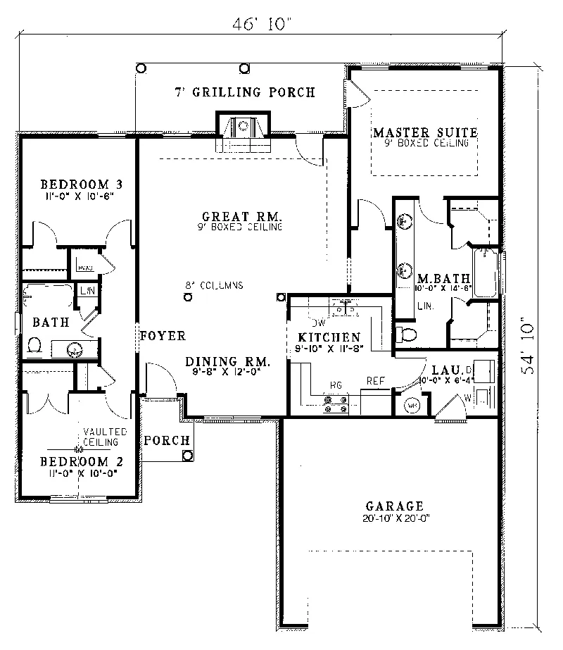 Ranch House Plan First Floor - Bambury Way  Ranch Home 055D-0080 - Search House Plans and More
