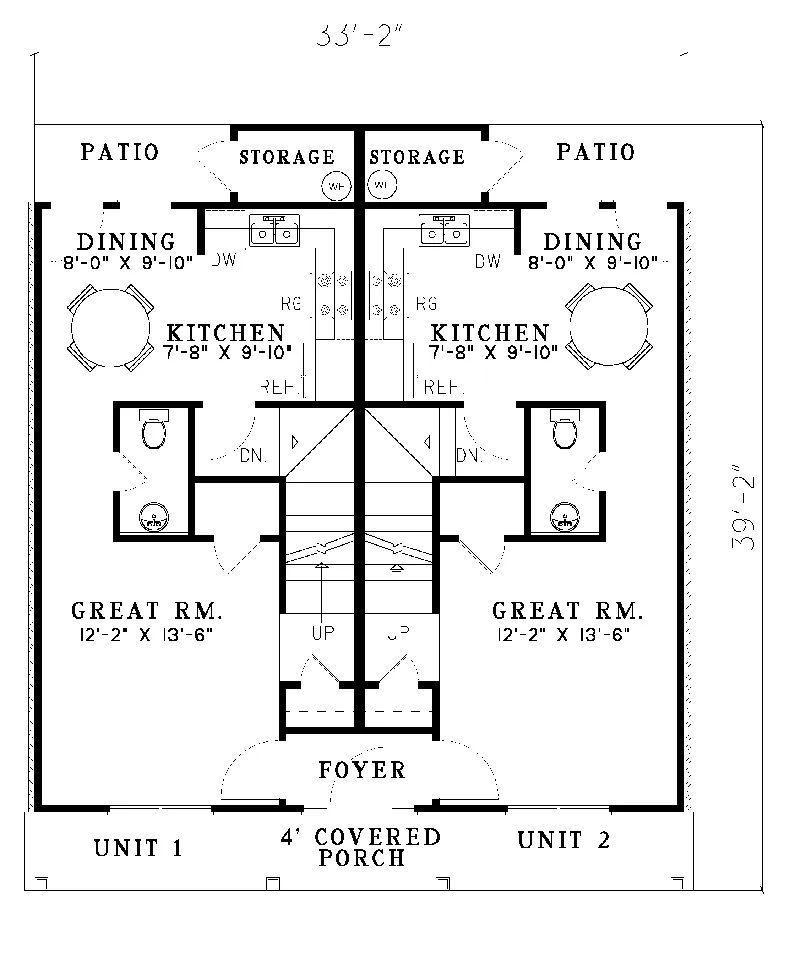 Colonial House Plan First Floor - Dorena Ferry Country Duplex 055D-0082 - Search House Plans and More