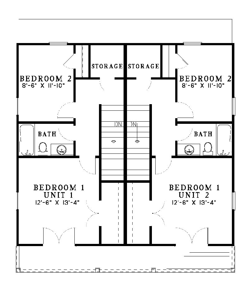 Multi-Family House Plan Second Floor - Dorena Ferry Country Duplex 055D-0082 - Search House Plans and More