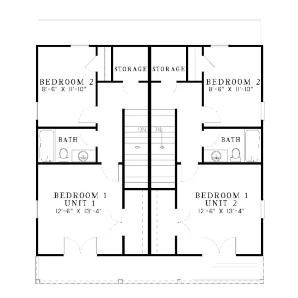 Multi-Family House Plan Second Floor - Dorena Ferry Country Duplex 055D-0082 - Search House Plans and More